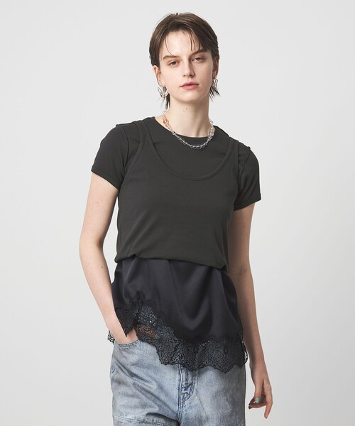 ASTRAET(アストラット)の「<ASTRAET>2WAY クルーネックTシャツ(Tシャツ/カットソー・レディース・ナチュラル/ホワイト/ダークグレー・FREE)」の9枚目の写真