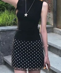 ドット柄 ミニスカート