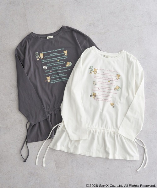 earth music&ecology(アースミュージックアンドエコロジー)の「リラックマ×earth ブラウジングロンT(Tシャツ/カットソー・レディース・オフホワイト/チャコールグレー・FREE)」の3枚目の写真