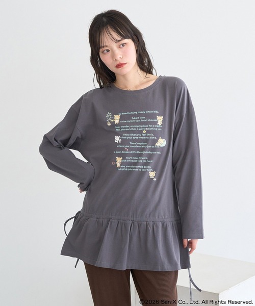 earth music&ecology(アースミュージックアンドエコロジー)の「リラックマ×earth ブラウジングロンT(Tシャツ/カットソー・レディース・オフホワイト/チャコールグレー・FREE)」の15枚目の写真