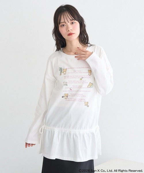 earth music&ecology(アースミュージックアンドエコロジー)の「リラックマ×earth ブラウジングロンT(Tシャツ/カットソー・レディース・オフホワイト/チャコールグレー・FREE)」の4枚目の写真