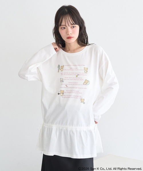earth music&ecology(アースミュージックアンドエコロジー)の「リラックマ×earth ブラウジングロンT(Tシャツ/カットソー・レディース・オフホワイト/チャコールグレー・FREE)」の5枚目の写真