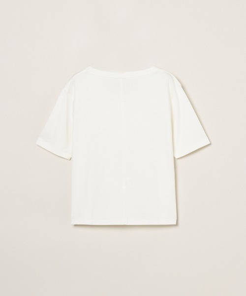 three dots(スリードッツ)の「スビン28 ジャージー VネックTシャツ(Tシャツ/カットソー・レディース・レモンイエロー/ネイビー/ホワイト系その他・SMALL)」の8枚目の写真