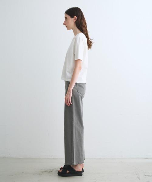 three dots(スリードッツ)の「スビン28 ジャージー VネックTシャツ(Tシャツ/カットソー・レディース・レモンイエロー/ネイビー/ホワイト系その他・SMALL)」の10枚目の写真