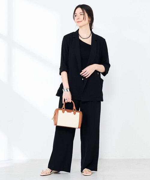 NOLLEY’S Sophi(ノーリーズソフィ)の「《セットアップ対応》ウォッシャブルエアリージョーゼットドレープライトジャケット(テーラードジャケット・レディース・ベージュ/ブラック・38/36/34)」の15枚目の写真