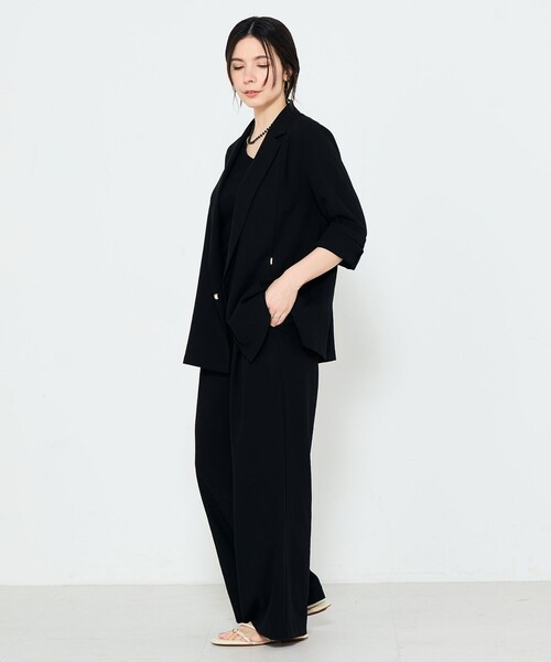 NOLLEY’S Sophi(ノーリーズソフィ)の「《セットアップ対応》ウォッシャブルエアリージョーゼットドレープライトジャケット(テーラードジャケット・レディース・ベージュ/ブラック・38/36/34)」の16枚目の写真