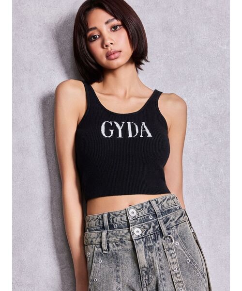 GYDA（ジェイダ）の「GYDA jacquardタンクニットトップス（キャミソール・レディース・ベージュ/ブラック/グレー/オフホワイト・FREE）」の2枚目の写真