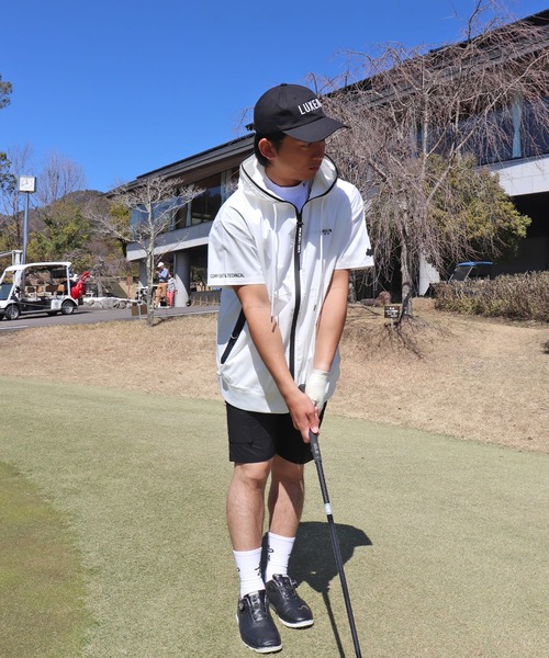 LUXE/R GOLF(ラグジュ ゴルフ)の「(RM)【LUXE/R GOLF】ストレッチ クロス ジップ パーカー 半袖 パーカ(パーカー・メンズ・ホワイト/ダークグレー/カーキ/ブラック・X-LARGE/LARGE/MEDIUM)」の10枚目の写真