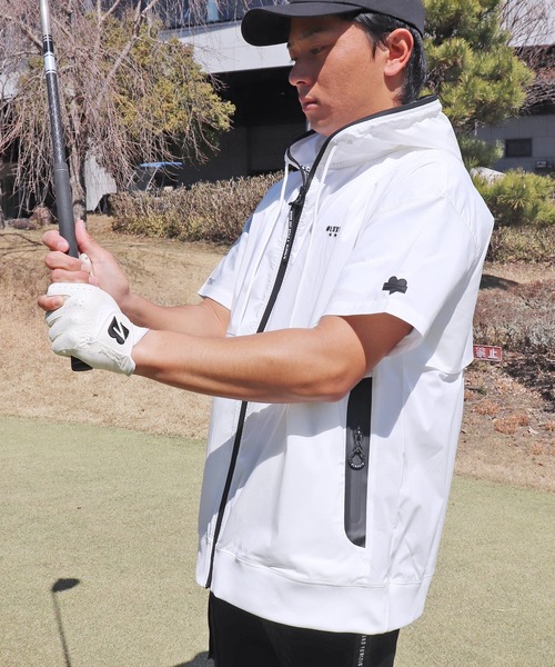 LUXE/R GOLF(ラグジュ ゴルフ)の「(RM)【LUXE/R GOLF】ストレッチ クロス ジップ パーカー 半袖 パーカ(パーカー・メンズ・ホワイト/ダークグレー/カーキ/ブラック・X-LARGE/LARGE/MEDIUM)」の12枚目の写真