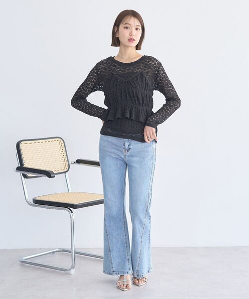 earth music&ecology(アースミュージックアンドエコロジー)の「SET2点カットレースプルオーバー+ビスチェ(Tシャツ/カットソー・レディース・ブラック/その他/アイボリー・FREE)」の8枚目の写真