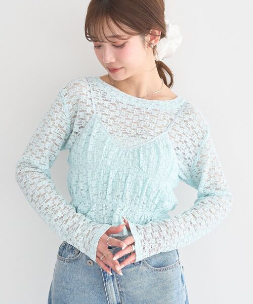 earth music&ecology(アースミュージックアンドエコロジー)の「SET2点カットレースプルオーバー+ビスチェ(Tシャツ/カットソー・レディース・ブラック/その他/アイボリー・FREE)」の3枚目の写真