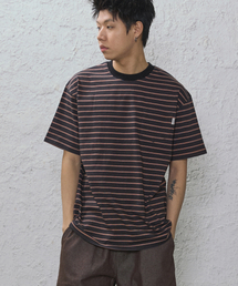CAMEL WORK（キャメルワーク）の「ヘイゼルストライプポケット半袖Tシャツ(ブラック)（Tシャツ/カットソー）」