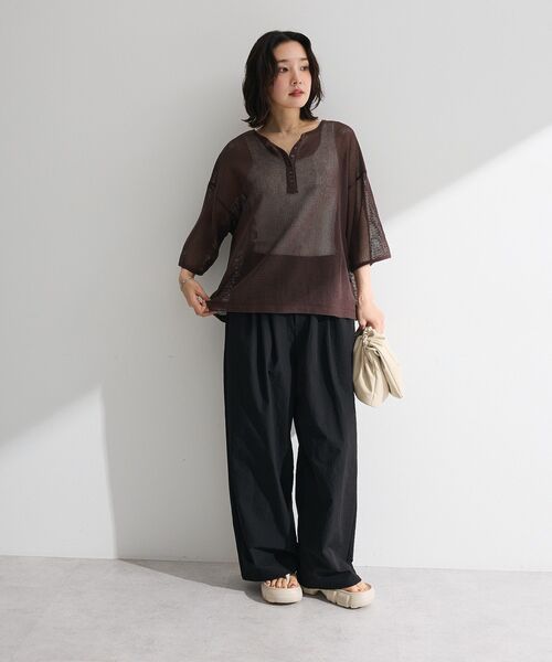 Green Parks(グリーンパークス)の「前後2wayコットンメッシュプルオーバー(Tシャツ/カットソー・レディース・ブラック/ブラウン/レッド/ホワイト・FREE)」の5枚目の写真