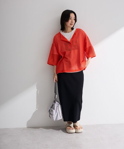 Green Parks(グリーンパークス)の「前後2wayコットンメッシュプルオーバー(Tシャツ/カットソー・レディース・ブラック/ブラウン/レッド/ホワイト・FREE)」の11枚目の写真