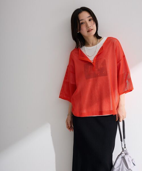 Green Parks(グリーンパークス)の「前後2wayコットンメッシュプルオーバー(Tシャツ/カットソー・レディース・ブラック/ブラウン/レッド/ホワイト・FREE)」の13枚目の写真