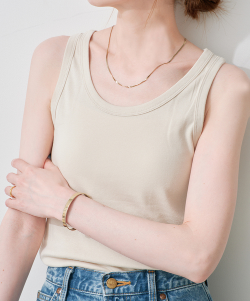 SLOBE IENA（スローブイエナ）の「《追加3》basic タンクトップ（Tシャツ/カットソー・レディース・ブラウン/ホワイト/ベージュ・FREE）」の3枚目の写真