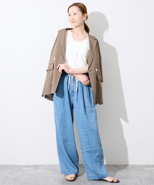 SLOBE IENA（スローブイエナ）の「《追加3》basic タンクトップ（Tシャツ/カットソー・レディース・ブラウン/ホワイト/ベージュ・FREE）」の13枚目の写真