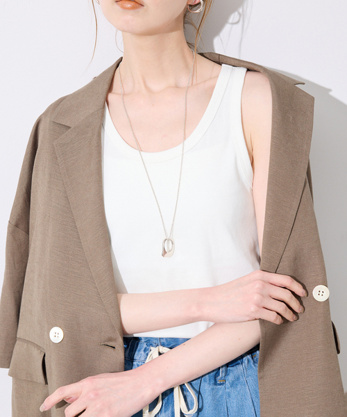 SLOBE IENA（スローブイエナ）の「《追加3》basic タンクトップ（Tシャツ/カットソー・レディース・ブラウン/ホワイト/ベージュ・FREE）」の14枚目の写真