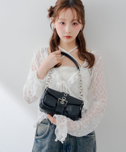 continuer de NICE CLAUP(コンティニューデナイスクラップ)の「【プチプラ高見え!】チェーンバッグ(ショルダーバッグ・レディース・オフホワイト/ブラック・FREE)」の3枚目の写真