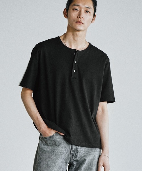 WYM LIDNM(�E�B�� �o�C ���h��)��REFINED RIB STRETCH HENLEY TEE(T�V���c/�J�b�g�\�[)