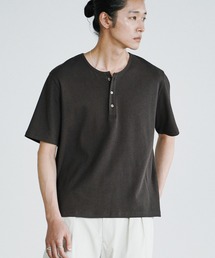 Tシャツ/カットソー（ブラウン/茶色系・ヘンリーネック）ファッション