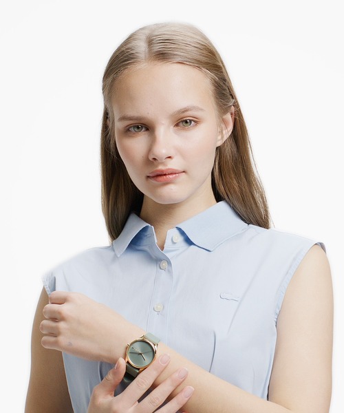 LACOSTE(ラコステ)の「ノースリーブAラインシャツ / ブルーストライプ オフホワイト ライトブルー(シャツ/ブラウス・レディース・ネイビー/オフホワイト/ライトブルー・38/40/34/36)」の5枚目の写真