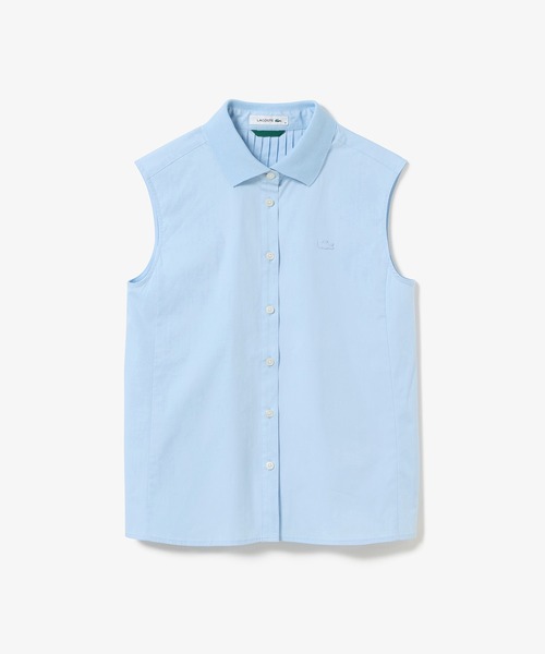 LACOSTE(ラコステ)の「ノースリーブAラインシャツ / ブルーストライプ オフホワイト ライトブルー(シャツ/ブラウス・レディース・ネイビー/オフホワイト/ライトブルー・38/40/34/36)」の6枚目の写真