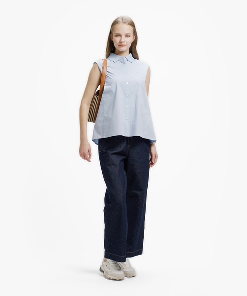 LACOSTE(ラコステ)の「ノースリーブAラインシャツ / ブルーストライプ オフホワイト ライトブルー(シャツ/ブラウス・レディース・ネイビー/オフホワイト/ライトブルー・38/40/34/36)」の8枚目の写真