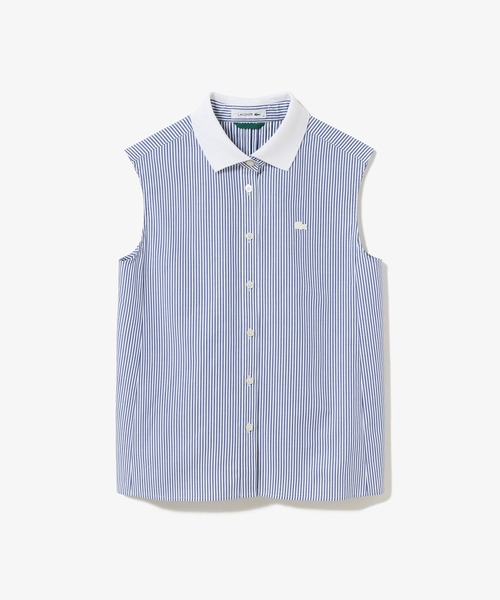 LACOSTE(ラコステ)の「ノースリーブAラインシャツ / ブルーストライプ オフホワイト ライトブルー(シャツ/ブラウス・レディース・ネイビー/オフホワイト/ライトブルー・38/40/34/36)」の16枚目の写真