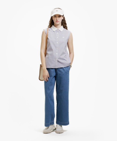 LACOSTE(ラコステ)の「ノースリーブAラインシャツ / ブルーストライプ オフホワイト ライトブルー(シャツ/ブラウス・レディース・ネイビー/オフホワイト/ライトブルー・38/40/34/36)」の18枚目の写真