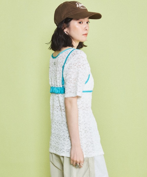 MIRROR STOKE（ミラーストーク）の「【ZOZO限定】LACE BUSTIER SET/レースビスチェレイヤードセット（Tシャツ/カットソー・レディース・アイボリー/オフホワイト・MEDIUM）」の7枚目の写真