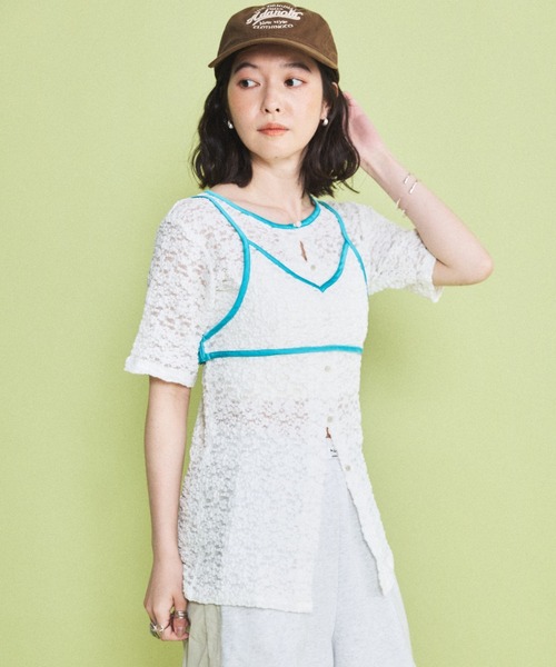 MIRROR STOKE（ミラーストーク）の「【ZOZO限定】LACE BUSTIER SET/レースビスチェレイヤードセット（Tシャツ/カットソー・レディース・アイボリー/オフホワイト・MEDIUM）」の4枚目の写真