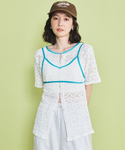 MIRROR STOKE（ミラーストーク）の「【ZOZO限定】LACE BUSTIER SET/レースビスチェレイヤードセット（Tシャツ/カットソー・レディース・アイボリー/オフホワイト・MEDIUM）」の3枚目の写真