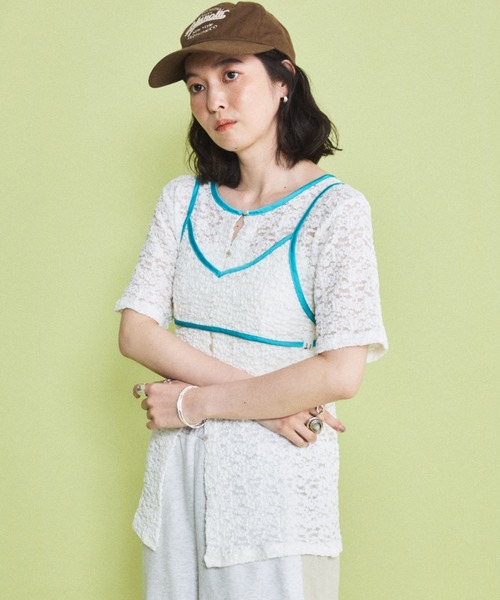 MIRROR STOKE（ミラーストーク）の「【ZOZO限定】LACE BUSTIER SET/レースビスチェレイヤードセット（Tシャツ/カットソー・レディース・アイボリー/オフホワイト・MEDIUM）」の5枚目の写真