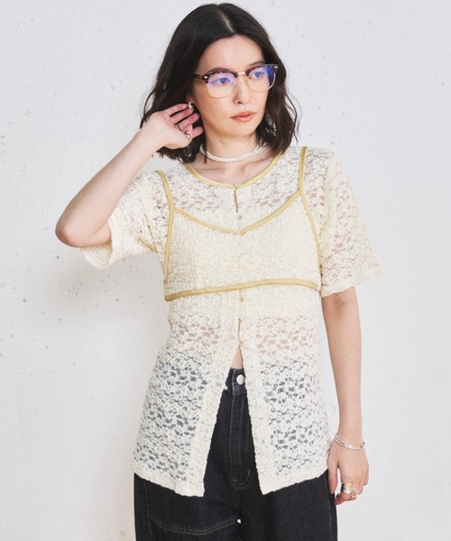 MIRROR STOKE（ミラーストーク）の「【ZOZO限定】LACE BUSTIER SET/レースビスチェレイヤードセット（Tシャツ/カットソー・レディース・アイボリー/オフホワイト・MEDIUM）」の19枚目の写真