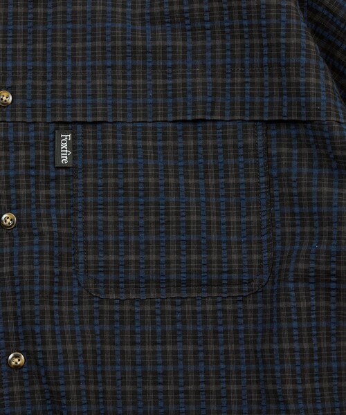 Foxfire（フォックスファイヤー）の「Foxfire/フォックスファイヤー 別注 フィッシングポケット ショートスリーブ シアサッカー スピンドル チェックシャツ（シャツ/ブラウス・メンズ・ベージュ/ブラック/チャコールグレー・LARGE/MEDIUM）」の7枚目の写真