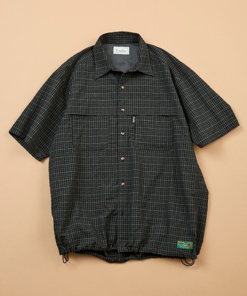 Foxfire（フォックスファイヤー）の「Foxfire/フォックスファイヤー 別注 フィッシングポケット ショートスリーブ シアサッカー スピンドル チェックシャツ（シャツ/ブラウス・メンズ・ベージュ/ブラック/チャコールグレー・LARGE/MEDIUM）」の18枚目の写真