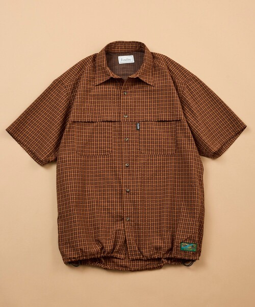 Foxfire（フォックスファイヤー）の「Foxfire/フォックスファイヤー 別注 フィッシングポケット ショートスリーブ シアサッカー スピンドル チェックシャツ（シャツ/ブラウス・メンズ・ベージュ/ブラック/チャコールグレー・LARGE/MEDIUM）」の21枚目の写真