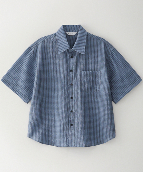 BLUESUNFLOWER（ブルーサンフラワー）の「クランクルチェック半袖シャツ[ブルー]（シャツ/ブラウス・メンズ・その他・MEDIUM/LARGE）」の7枚目の写真