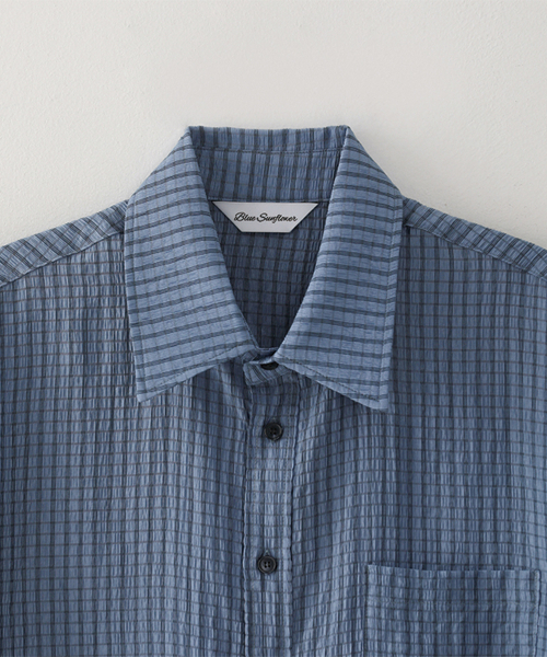 BLUESUNFLOWER（ブルーサンフラワー）の「クランクルチェック半袖シャツ[ブルー]（シャツ/ブラウス・メンズ・その他・MEDIUM/LARGE）」の9枚目の写真