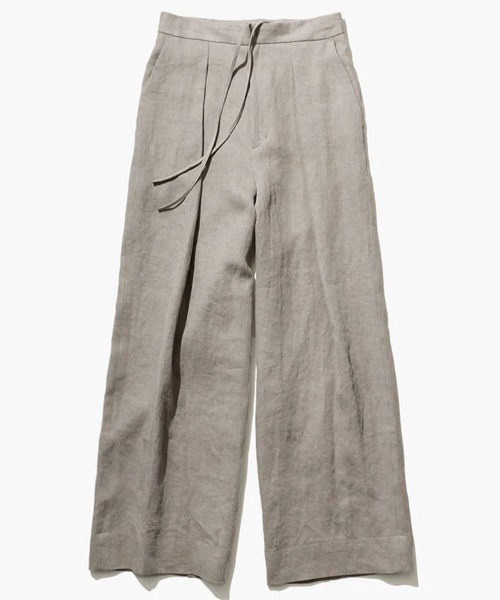 ATON(エイトン)の「【ATON/エイトン】LINEN TWILL TUCKED EASY PANTS/リネンツイルタックイージーパンツ(その他パンツ・レディース・ブラック/ベージュ・1)」の1枚目の写真