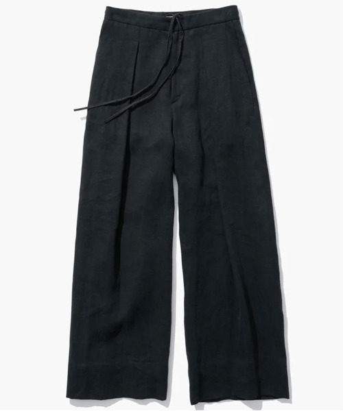 ATON(エイトン)の「【ATON/エイトン】LINEN TWILL TUCKED EASY PANTS/リネンツイルタックイージーパンツ(その他パンツ・レディース・ブラック/ベージュ・1)」の2枚目の写真