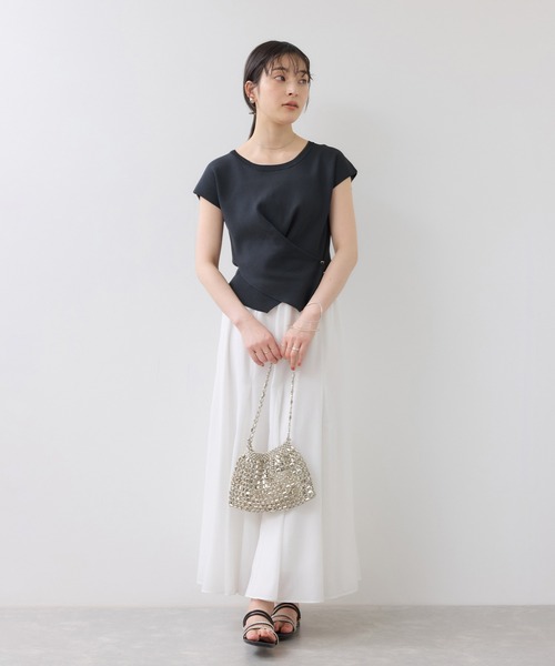 VIS（ビス）の「ICEBEAUTY クロスデザインニットプルオーバー/UVケア・接触冷感（ニット/セーター・レディース・チャコールグレー/ライトグリーン/キナリ・FREE）」の20枚目の写真