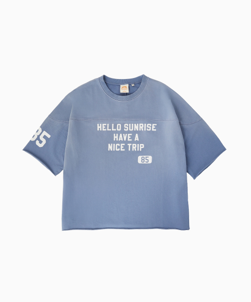 HELLO SUNRISE（ハローサンライズ）の「HNT Football Tee_VTG Blue（Tシャツ/カットソー・レディース・スカイブルー・SMALL/MEDIUM）」の2枚目の写真