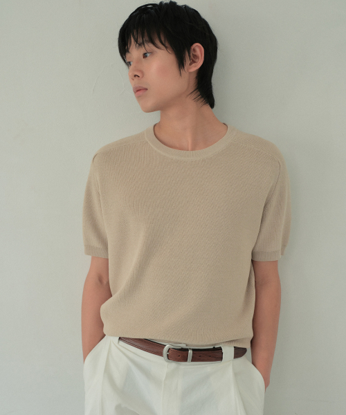 WEDNESDAY OASIS（ウェンズデーオアシス）の「ウォッシャブルエアリーレグランハーフニット_BEIGE(WC26KN48)（ニット/セーター・メンズ・Beige・MEDIUM/LARGE/X-LARGE）」の3枚目の写真