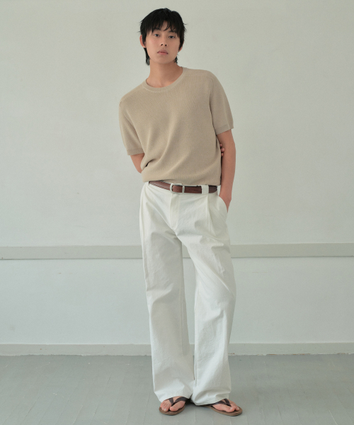 WEDNESDAY OASIS（ウェンズデーオアシス）の「ウォッシャブルエアリーレグランハーフニット_BEIGE(WC26KN48)（ニット/セーター・メンズ・Beige・MEDIUM/LARGE/X-LARGE）」の4枚目の写真