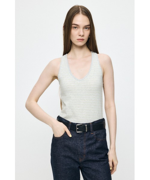 MOUSSY(マウジー)の「BACK CROSS CUP タンクトップ(タンクトップ・レディース・ブラック/ブルー系その他3/グレー系その他・FREE)」の2枚目の写真