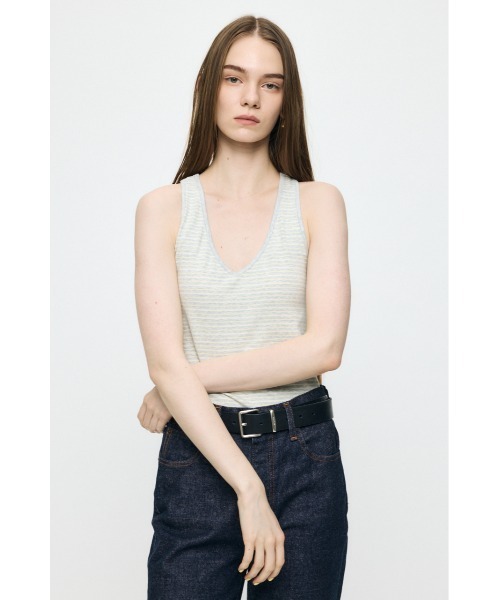 MOUSSY(マウジー)の「BACK CROSS CUP タンクトップ(タンクトップ・レディース・ブラック/ブルー系その他3/グレー系その他・FREE)」の7枚目の写真