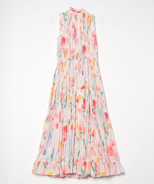 DOUBLE STANDARD CLOTHING(ダブルスタンダードクロージング)の「フラワーシフォンギャザーノースリワンピース(ワンピース・レディース・ベージュ・36/38)」の2枚目の写真