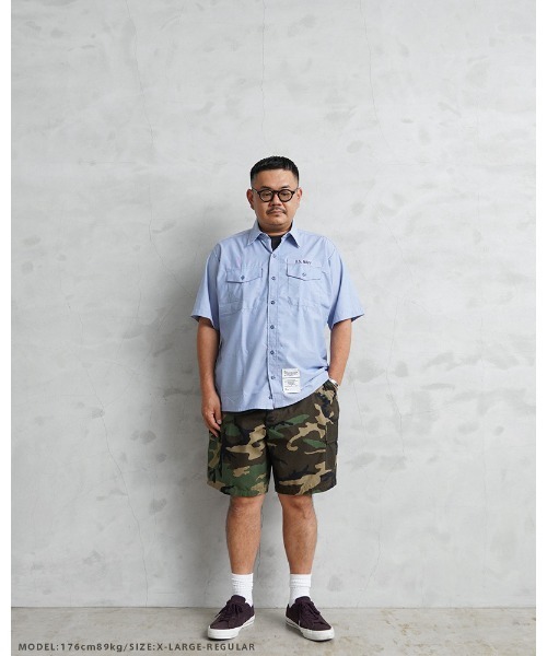 MILITARY(ミリタリー)の「実物 新品 デッドストック 米軍 リメイク WOODLAND CAMO リップストップ カーゴショーツ(カーゴパンツ・メンズ・グリーン系カモフラージュ・XL-Regular)」の8枚目の写真
